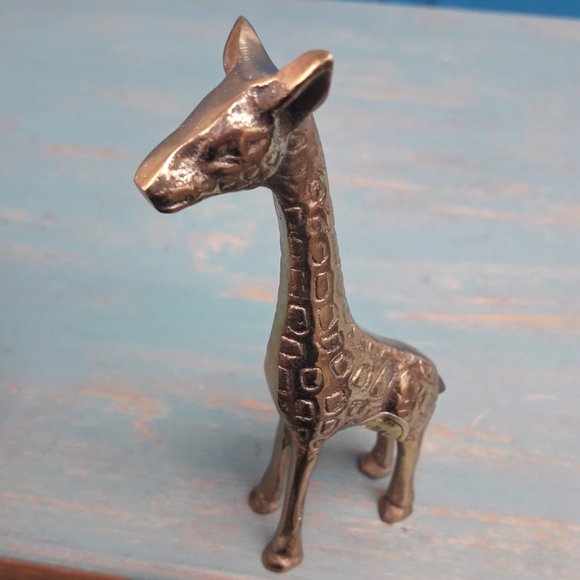 Giraffe Vintage Brass Animal Figurine Mid Century Modern Gold Metal - Picture 14 of 14